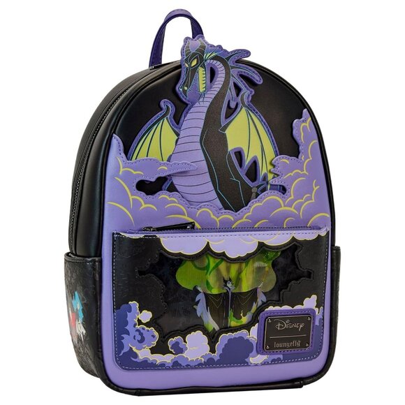 Loungefly Disney Maleficent Dragon Lenticular & Glow in the Dark Backpack NWT - Picture 3 of 10